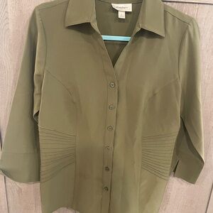 Dressbarn Olive Button-Down Shirt